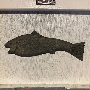 Hand carved, 7 1/4 inches, slate lake trout
